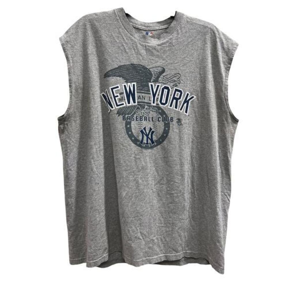 New York Yankees baseball MLB gray muscle tee shirt sz XL